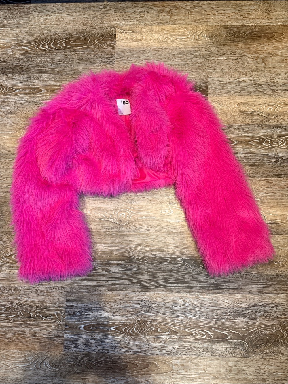 SO Hot Pink Faux Fur Cropped Jacket